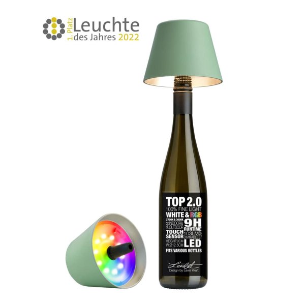TOP 2.0 RGBW-Akku-Flaschenleuchte OLIV – sompex®