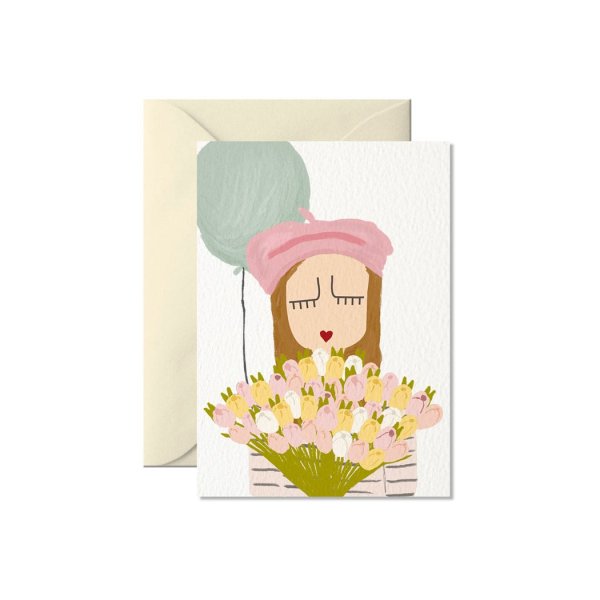 ‚Frau mit Blumen‘ – Glückwunschkarte A7